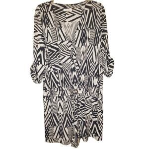 Calvin Klein Womens Flowy Summer Black White Animal Print Brunch Romper Sz 12